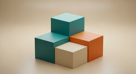 Fototapeta premium Stacked Cubes Minimalist Still Life Product Display