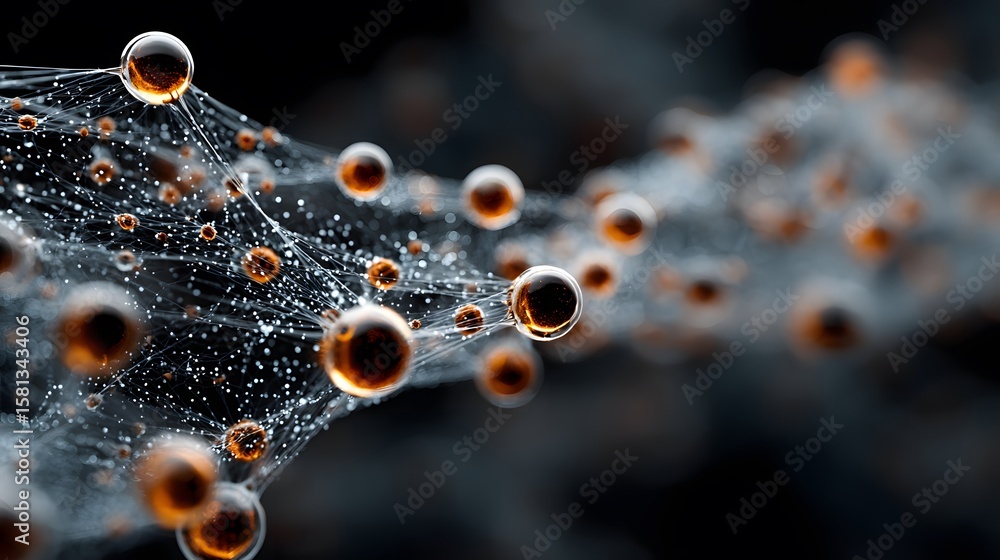 Poster abstract representation of nanotechnology with intricate network connections