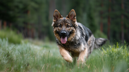 Dog running in park, joyful moment, pet happiness, lifestyle branding