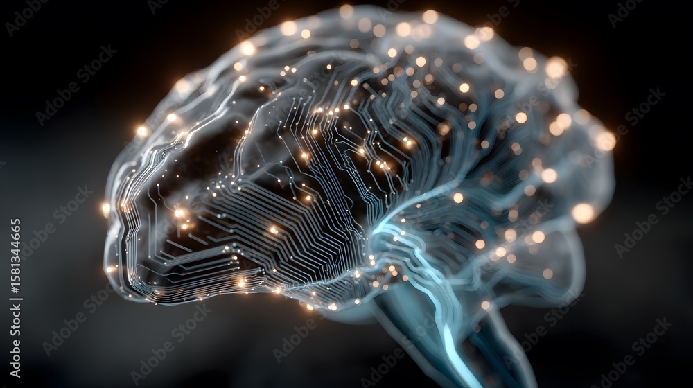 Poster glowing neural connections visualizing advanced ai technology concept