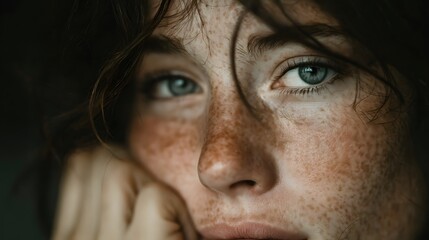 Close-Up Portrait of a Woman Showing Deep Emotional Distress and Sorrow