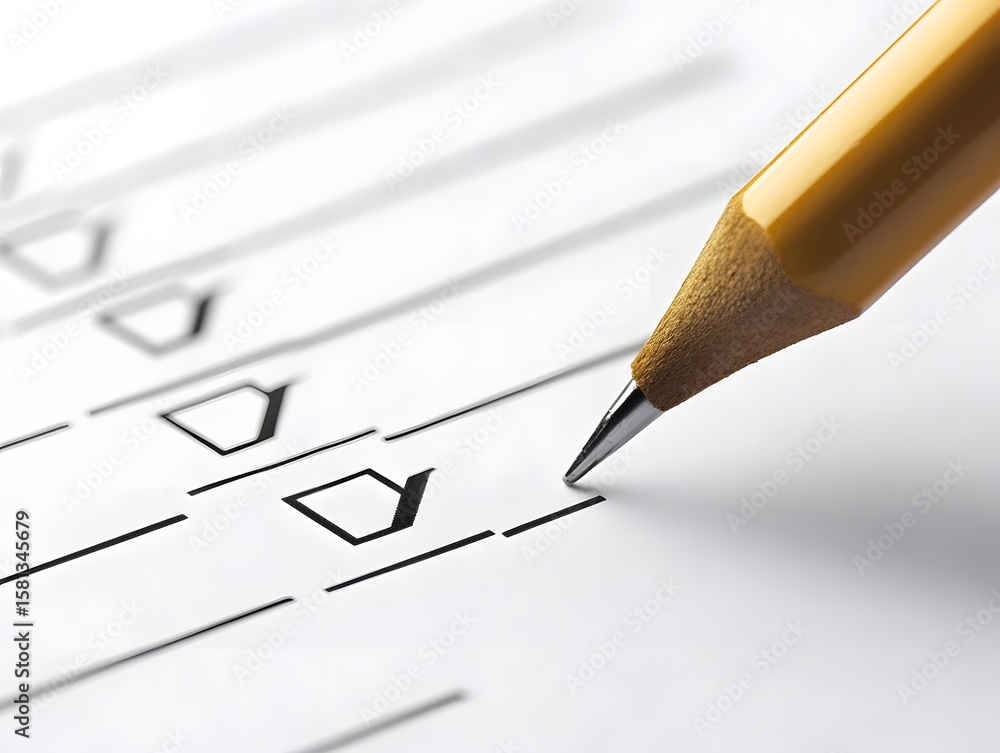 Poster a close-up image of a pencil poised over a checklist, symbolizing productivity and organization in a