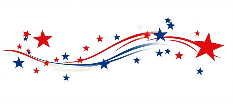 red, white, and blue stars on an isolated background with no shadows or highlights, for a USA theme Generative AI
