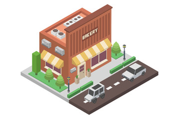Bakery shop building isometric