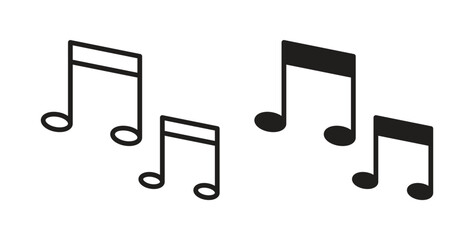Music icon. Vector illustration, flat and stroke