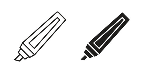 Highlighter icon. Vector illustration, flat and stroke