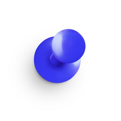 Top view of a Blue office pushpin isolated on transparent background PNG