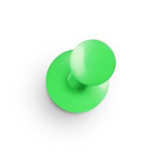 Top view of a Green office pushpin isolated on transparent background PNG