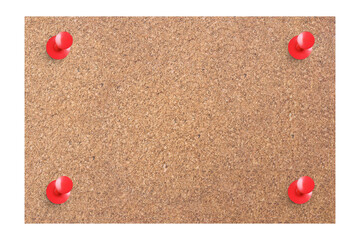 Cork Board held by red push pins isolated on transparent background PNG