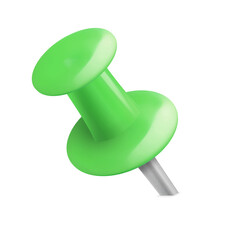 Side view of a Green office pushpin isolated on transparent background PNG
