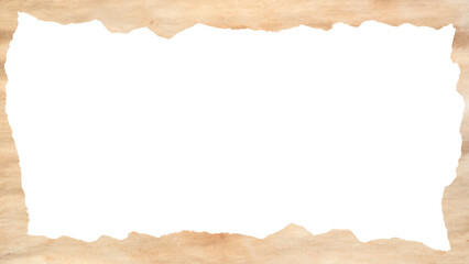 Vintage Torn Paper Frame with Empty Center Isolated on Transparent Background PNG