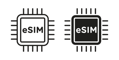 ESIM icon. Vector illustration, flat and stroke