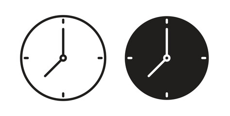 Clock icon. Vector illustration, flat and stroke