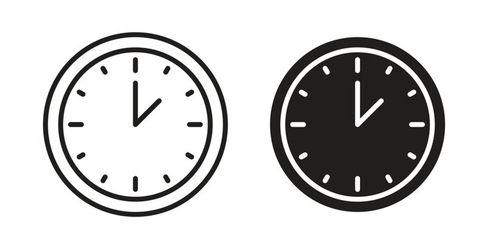 Clock two icon. Vector illustration, flat and stroke