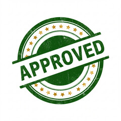 Green approved stamp with stars and lines indicating approval and validation of a process or product created with generated ai