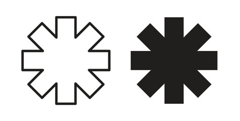 Asterisk icon. Vector illustration, flat and stroke