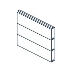 Wooden siding line isometric icon. Tongue and groove profile. Black vector illustration isolated on a white background. Pictogram for construction, architecture, home exterior, and facade design visua