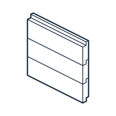 Wooden siding line isometric icon. Shiplap profile. Black vector illustration isolated on a white background. Pictogram for construction, architecture, home exterior, and facade design visuals.