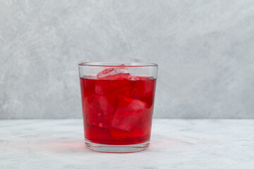 Chin baung iced drink. Refreshing summer ice drink. Rose cold beverage. Glass of Karkade ice tea....