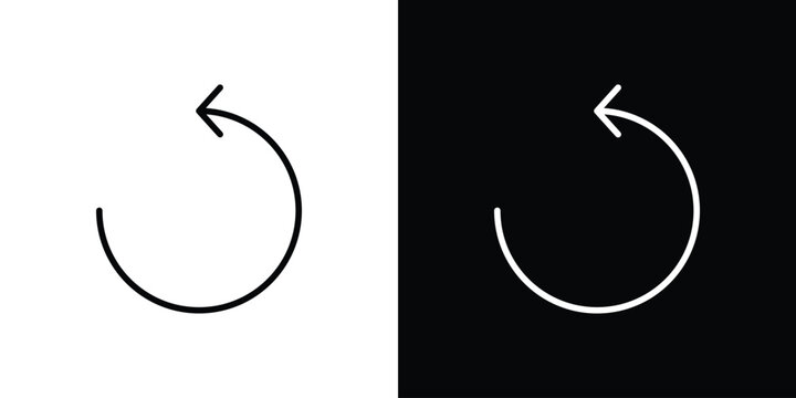 Undo icon pack with black and white editable stroke lines for graphic design work
