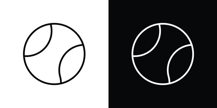 Tennis icon pack with black and white editable stroke lines for graphic design work