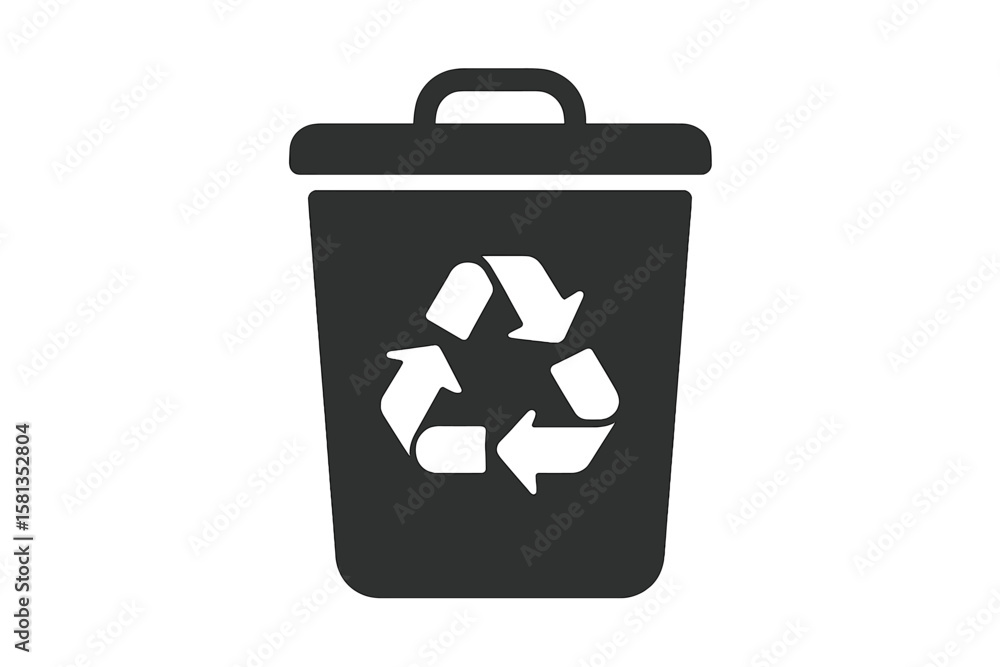 Poster recycle bin icon for waste separation. trash can with recycling symbol. garbage container for eco fr