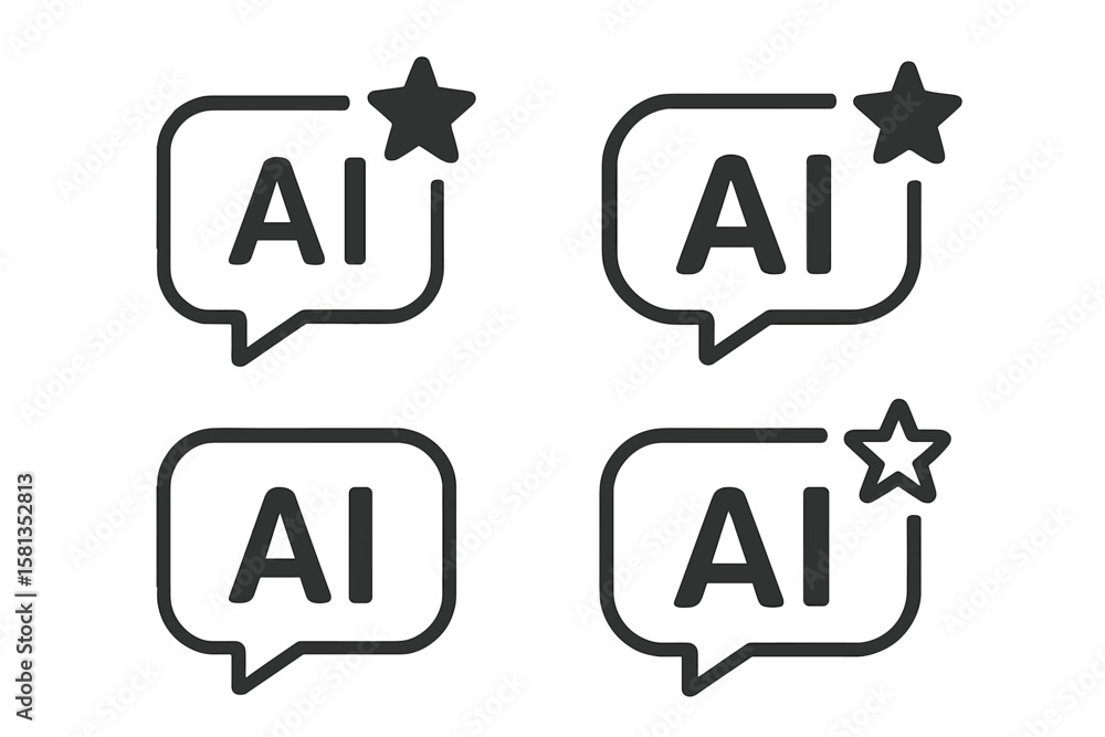 Aufkleber ai chat bot icon set. artificial intelligence assistant symbol. chatbot message logo for app, ui, we
