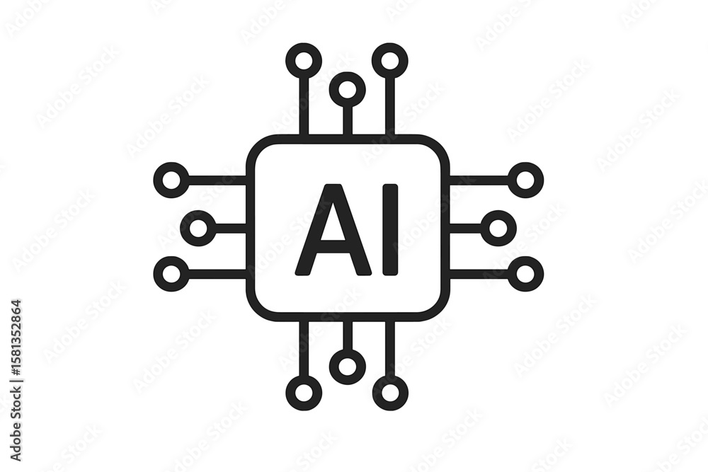 Poster artificial intelligence chip icon, circuit board vector, ai processor symbol, digital technology, ma