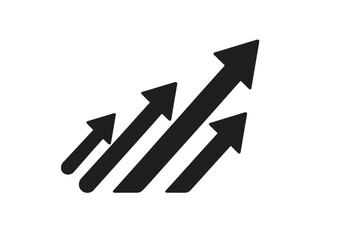 Arrows moving forward. Symbol of business team growth, competition, progress, and forward achievement. Stock market chart. Financial arrow graph. Success concept. Vector icon.