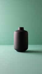 Modern Dark Vase on Teal Background Minimalist Studio Shot