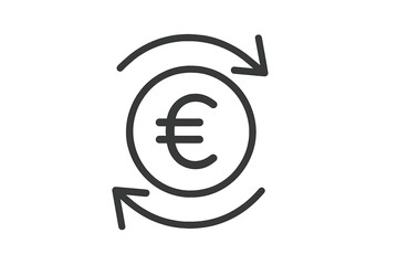 Money transfer icon with euro symbol. Currency exchange, transaction, payment concept. Finance, banking pictogram. Vector line illustration for mobile app, ui, web design.