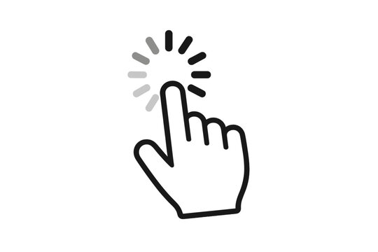 Mouse cursor click and loading icon vector, computer and mobile app UI design, black and white hand pointer illustration, transparent background, animation element