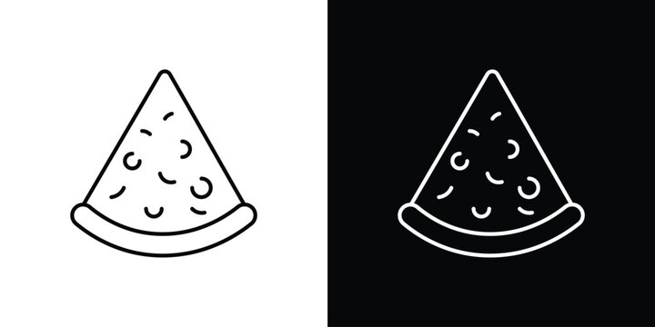 Pizza slice icon pack with black and white editable stroke lines for graphic design work