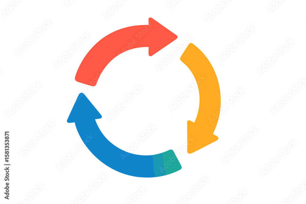 Poster colorful circular arrows vector icon. loop, cycle, and process diagram element. modern flat infograp
