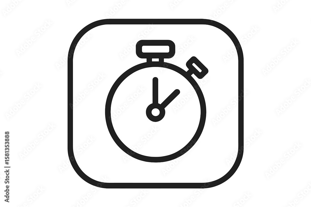 Poster stopwatch timer icon. simple clock chronometer symbol for app, software, ui. concept of countdown, d