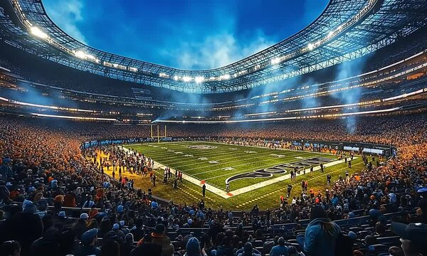 Massive crowd fills a stadium for a thrilling football game