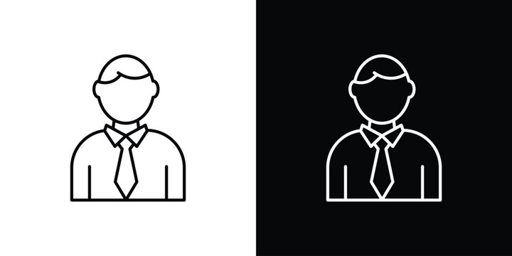 Man icon pack with black and white editable stroke lines for graphic design work