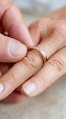 Wedding ceremony ring placement symbolizing love and commitment