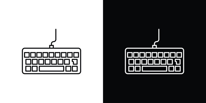 Keyboard icon pack with black and white editable stroke lines for graphic design work