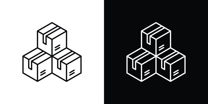 Inventory icon pack with black and white editable stroke lines for graphic design work