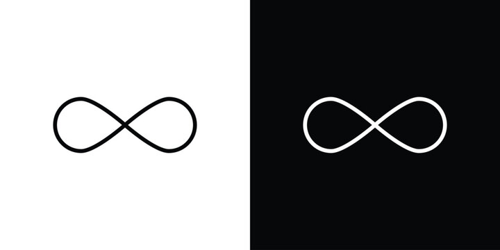 Infinity icon pack with black and white editable stroke lines for graphic design work
