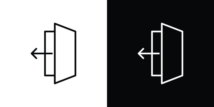 Exit icon pack with black and white editable stroke lines for graphic design work