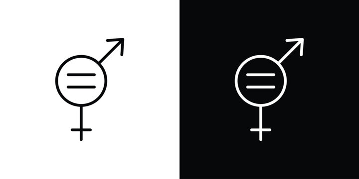 Equality icon pack with black and white editable stroke lines for graphic design work