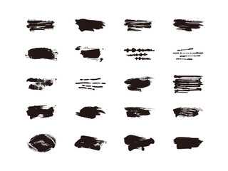 墨で描いた掠れた線のバリエーションセット