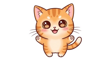 Adorable Cartoon Cat Illustration Charming Feline Character with Big Eyes and a Cheerful Smile
