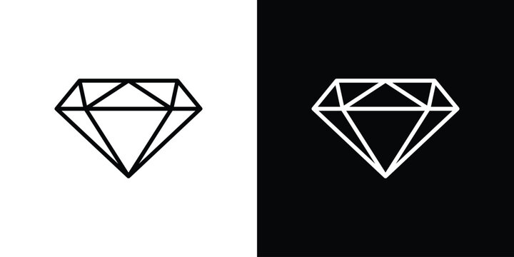 Diamond icon pack with black and white editable stroke lines for graphic design work