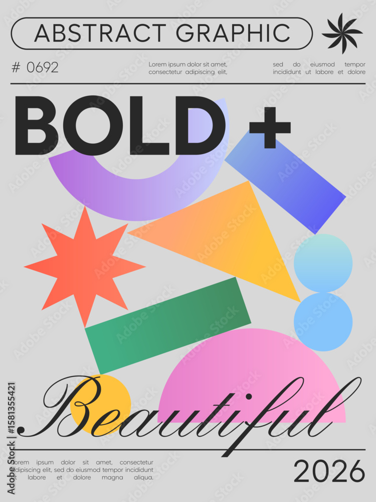 Wall mural abstract geometric art poster.vector background with bold dynamic shapes and modern typography.artis