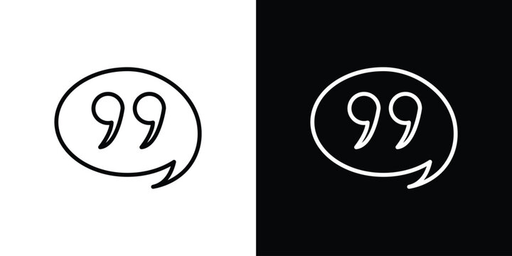 Comment quote icon pack with black and white editable stroke lines for graphic design work