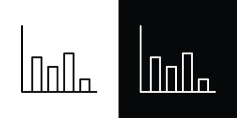 Obraz premium Chart histogram icon pack with black and white editable stroke lines for graphic design work