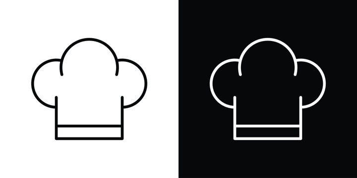 Chef hat icon pack with black and white editable stroke lines for graphic design work